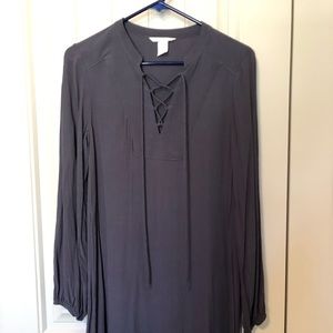 H&M grey long sleeve shift dress